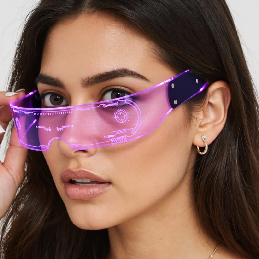 Glowing colorful glasses future sense of science and technology led online celebrity Flash Bar disco sunglasses party glasses.