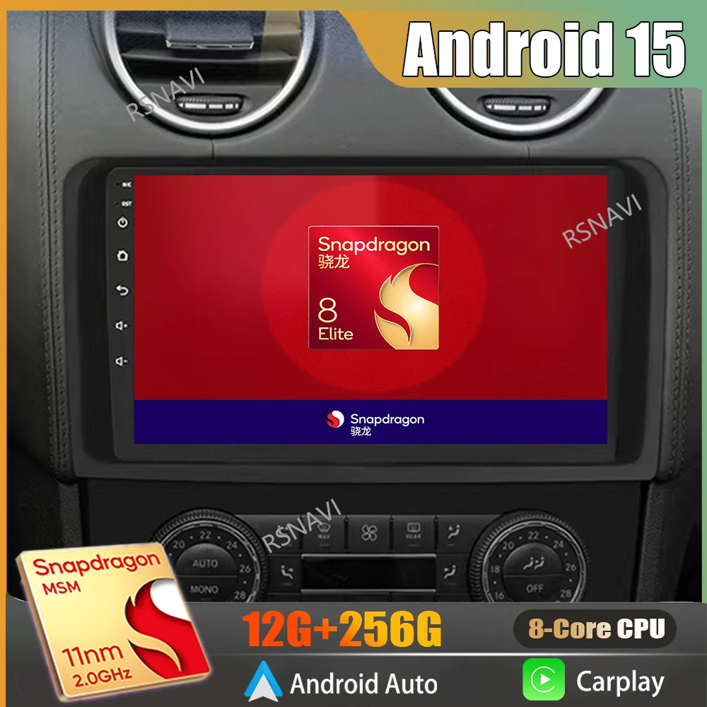 Android 15 2K QLED для Benz GL ML W164 ML350 ML500 X164 2005-2012 Android Автомобильный радиоприемник Мультимедийный видеоплеер GPS Стерео CarPlay