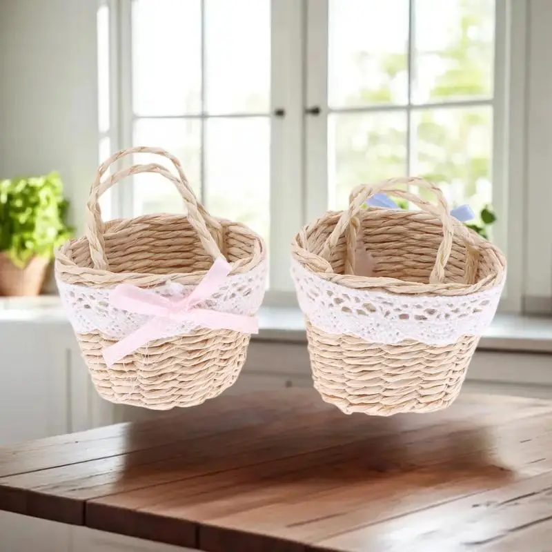 Giocattolo del cestino in rattan in miniatura per casa delle bambole in scala 1/12, decorazione della cucina della casa delle bambole Accessorio per giochi di finzione