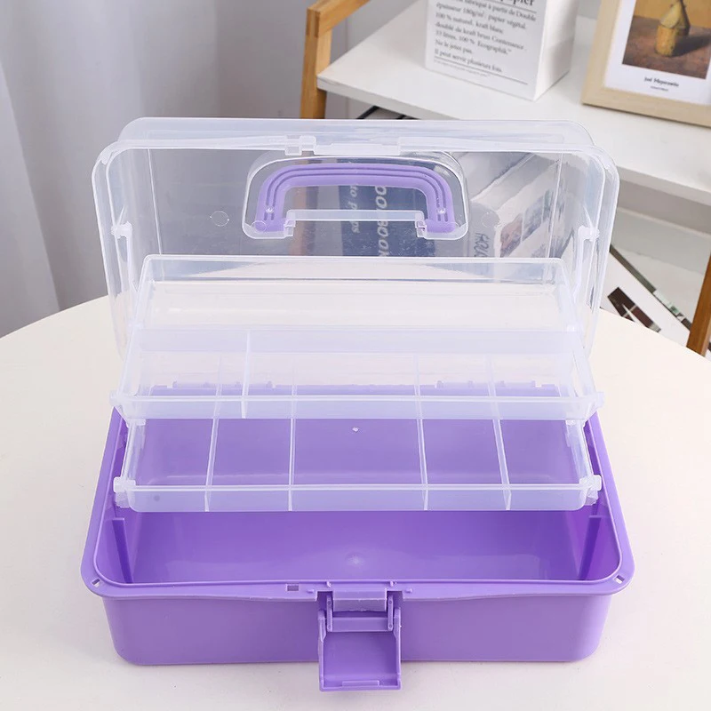 3 Layers Large Capacity Storage Box Foldable Multifunctional Plastic Portable Makeup Hairpin Organizer Nail Art Jewelry Box