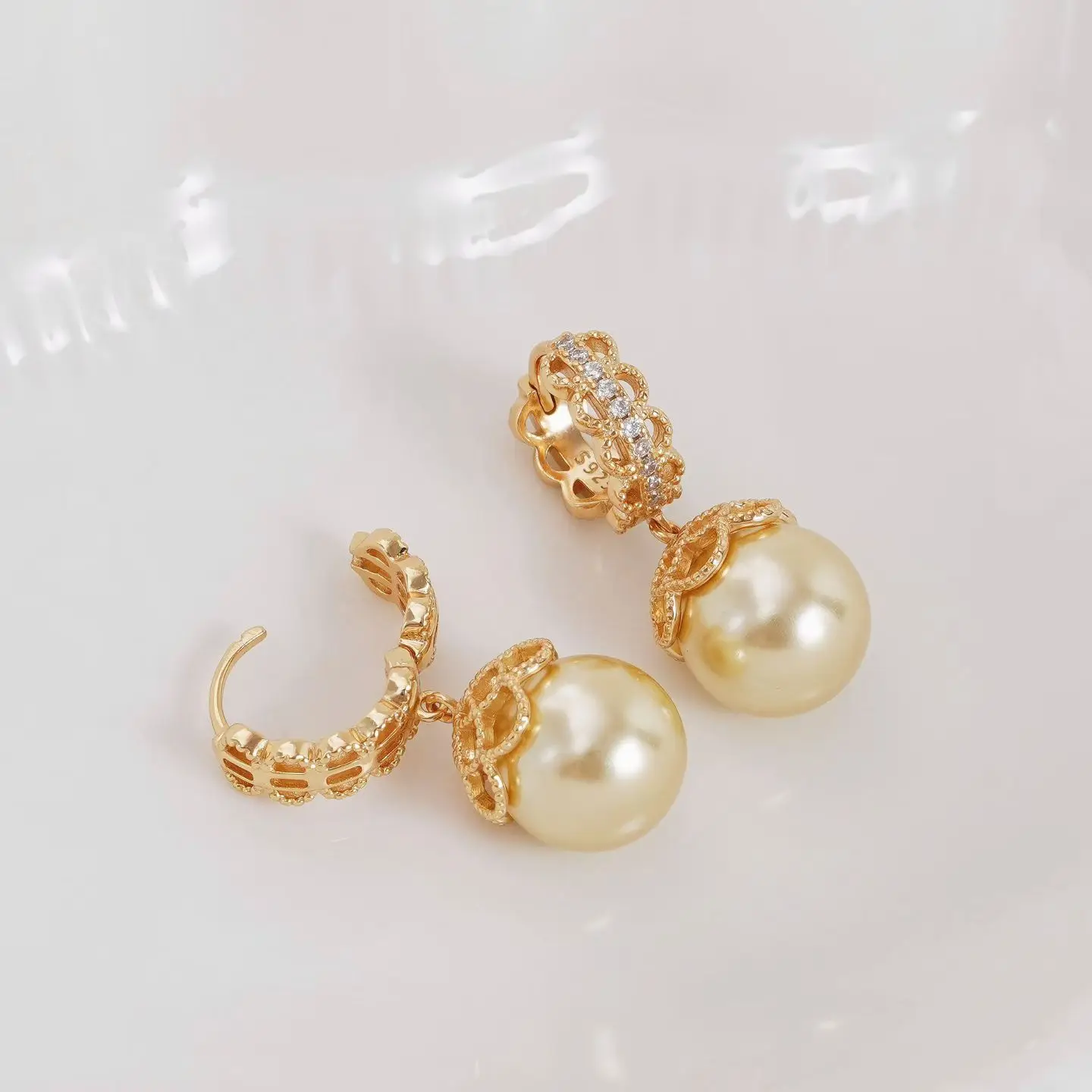 

S925 Sterling Silver Earrings Base Findings Mountings Jewelry Mounts Fittings Accessories for 11-12mm Pearls
