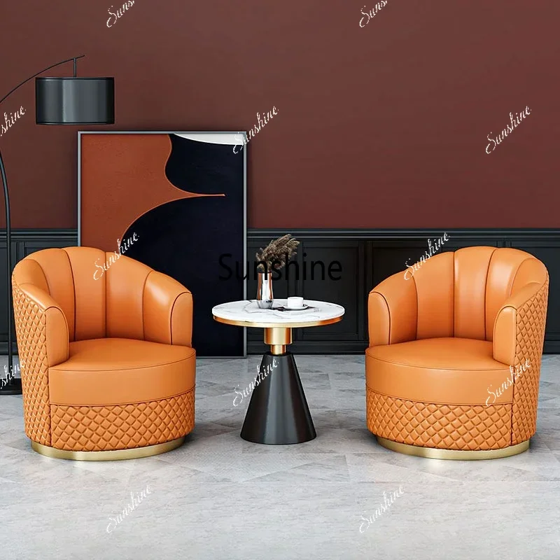 Light luxury single sofa chair living room leisure balcony rotating sofa chairTJ