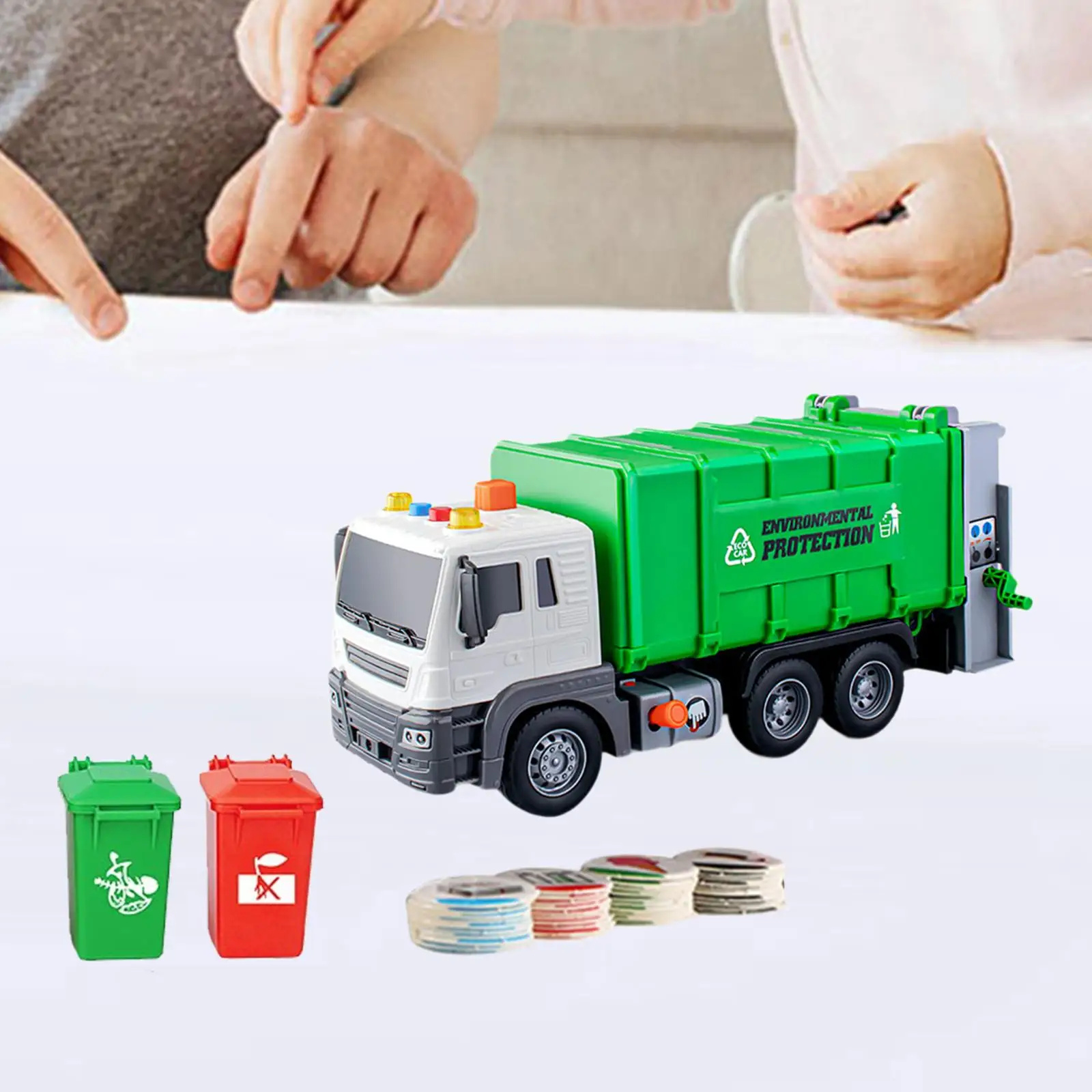 

Garbage Truck Toy Set with Trash Can Dumping Function Push and Go Car Recycling Truck for Children Kids Age 4-7 Girls Gift