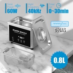 800ml Household Digital Ultrasonic Cleaner 30W/60W Stainless Steel Bath Degas Ultrasound Washing for Watches Jewelry