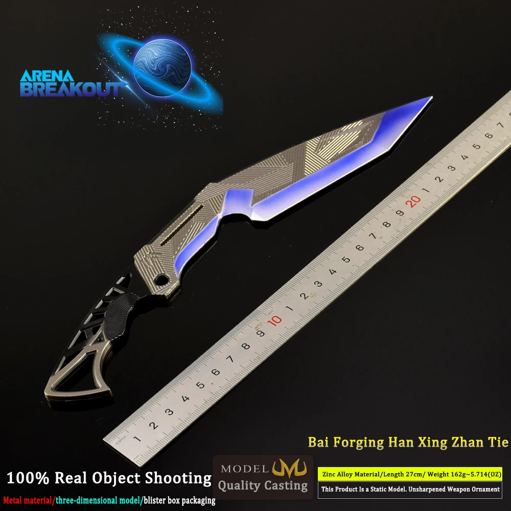 Couteau de dérivation d'arène 27cm/10.63 pouces, épée de mêlée, poignard à cent forgés, jeu Katata, modèle d'arme en métal, jouets pour garçons, cadeaux