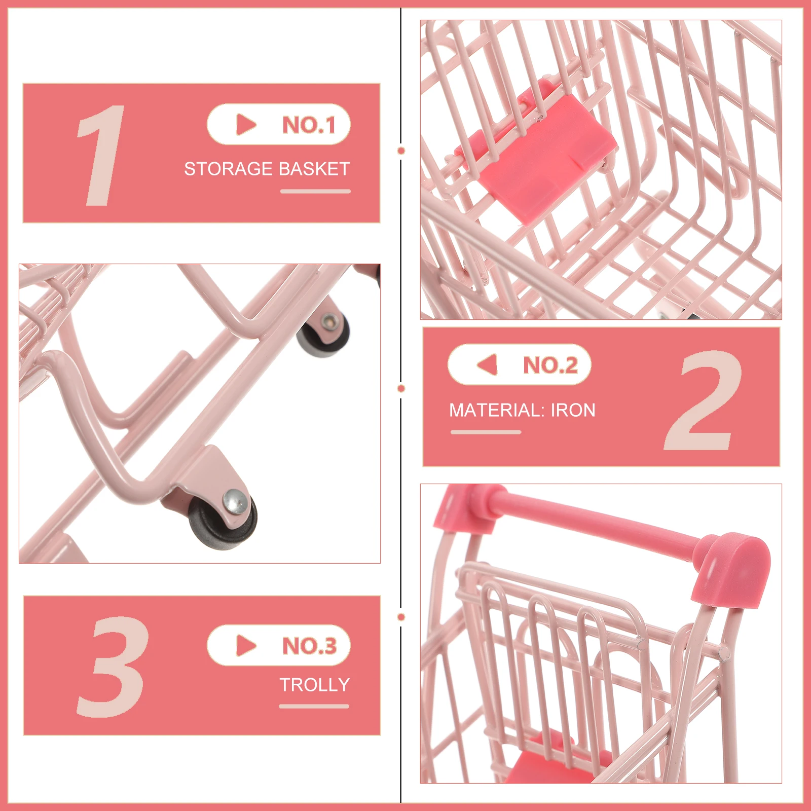 Mini Shopping Cart for Kids Desktop Supermarket Decoration Miniature Trolley Small