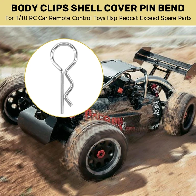 50Pcs Stainless Steel Body Clips Shell Cover Pin Bend For 1/10 RC Car Remote Control Toys Hsp Redcat Exceed Spare Parts