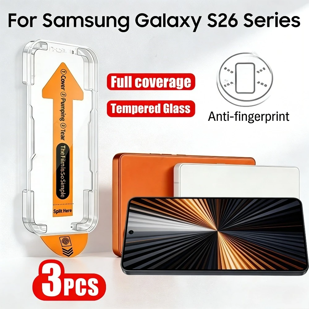 

3Pcs Full Cover Screen Protector for Samsung Galaxy S26 S25 S24 Ultra S23 S22 S21 Plus S26 S25 Edge Dust Free Installation Glass