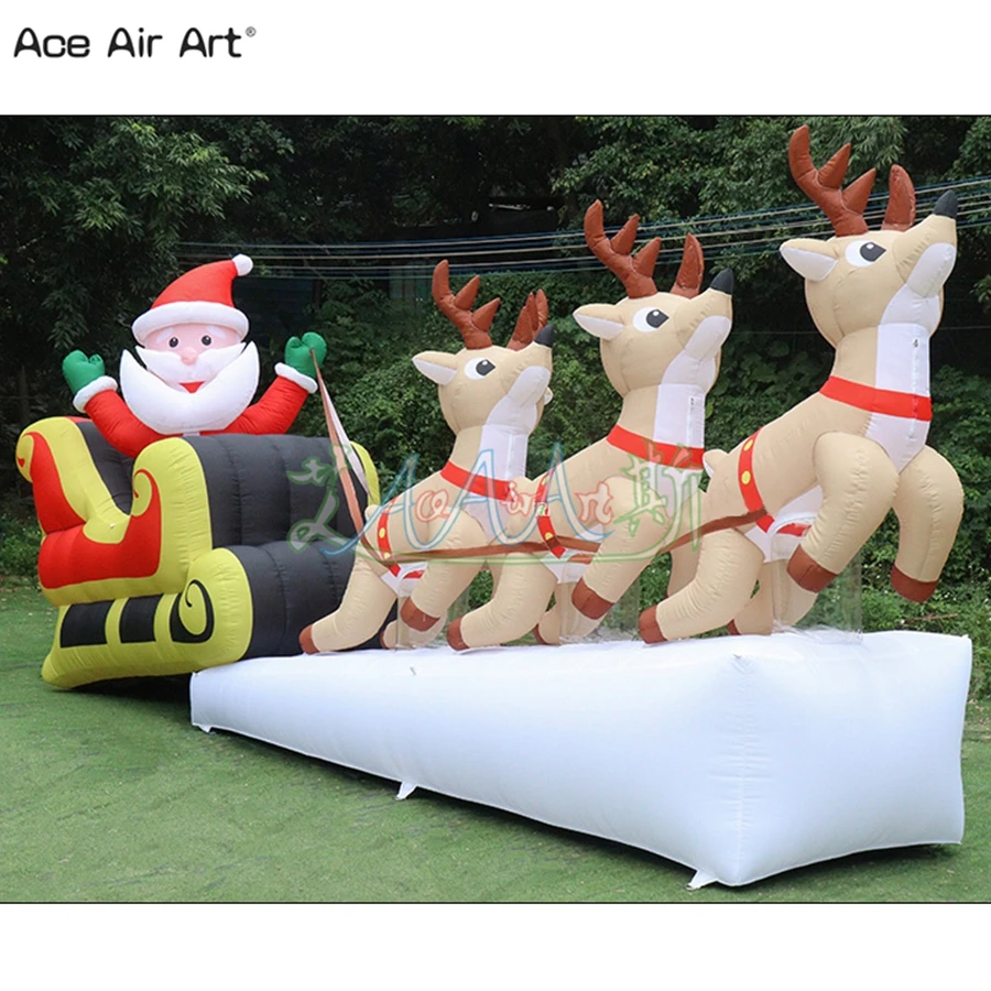 

New Style Inflatable Santa Claus Pulling Reindeer For Festival Event Decoration Exhibition/Rental For Party