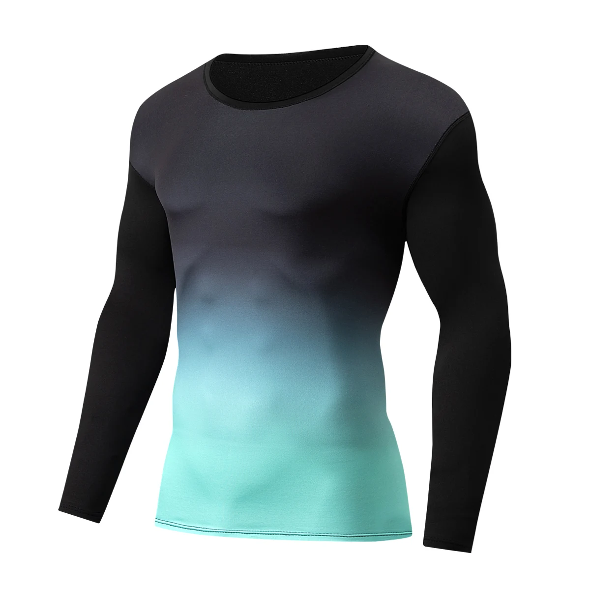 1/2 Piece Autumn/Winter Men's And Teenagers' Fashionable Gradient Long Sleeved T-shirt Casual Sports Running Base Underwear Set - view 2