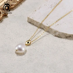 ORSA JEWELS Handpicked 925 Sterling Silver Baroque Pearl Necklace for Women Fashion Pearl Pendant Necklace Party Jewelry GPN48