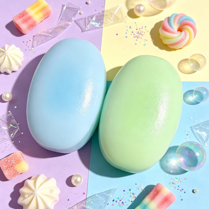 Sea Blue Coconut Cheesecake Squishy Soft Slow Rebound Cheesecake Stress Relieving Bread Sensory Fidget Toy Portable Anti-Anxiety