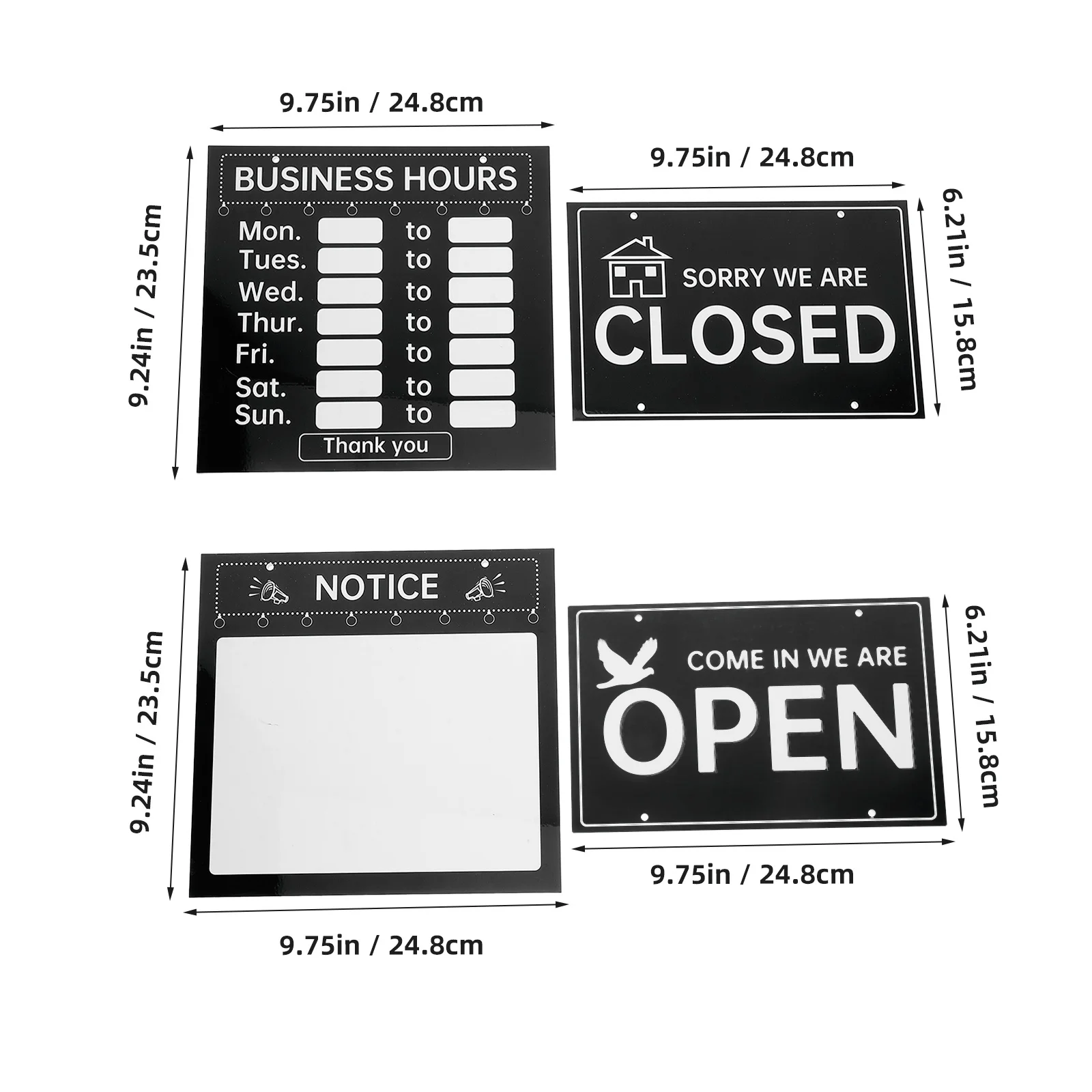 1 مجموعة 1 مجموعة علامة الأعمال القابلة للكتابة للمطاعم والمقاهي والمحلات التجارية المفتوحة والمغلقة لوحة إعلانات المتجر مع علامة ساعات معلقة #3