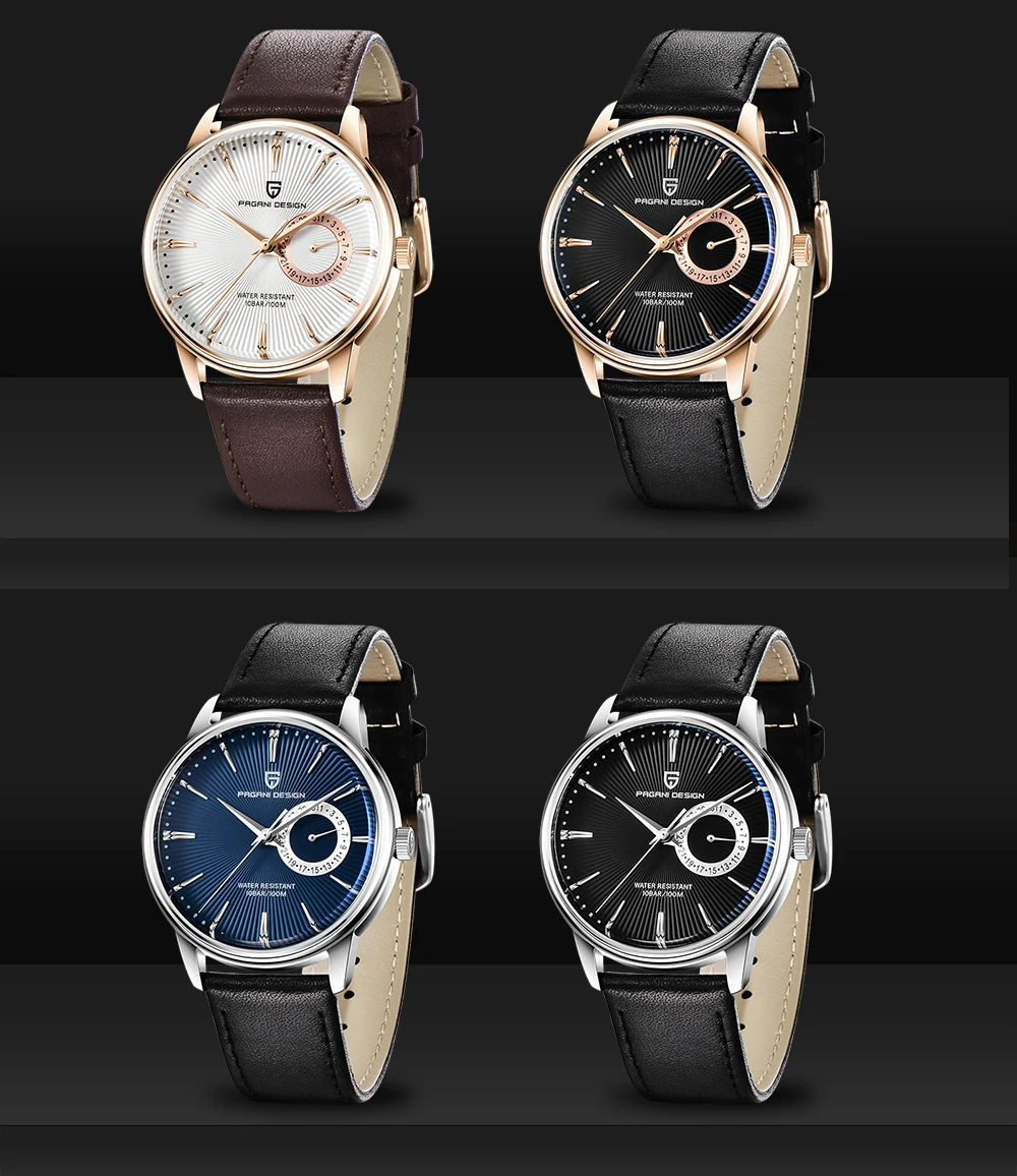 PAGANI DESIGN automatic Quartz watch Luxury Casual Fashion Leather 100M Waterproof Watch for men VH65 reloj hombre PD1654