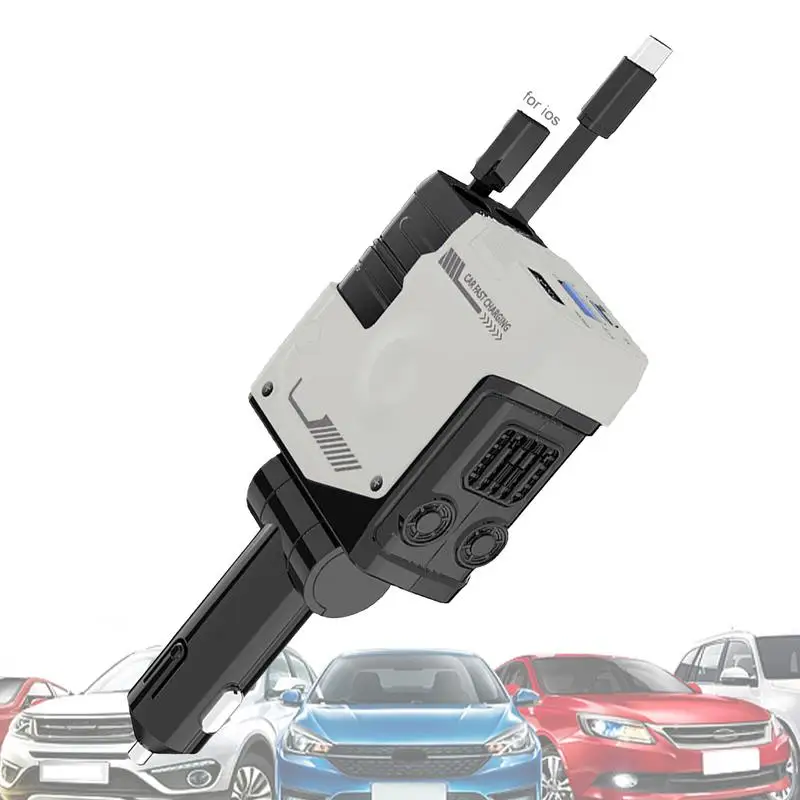 Car Charger Adapter Fast Charging Mobile Phone Charger With Retractable Cord Built-in Fuse Small Car Adapter For RVs Trucks SUVs