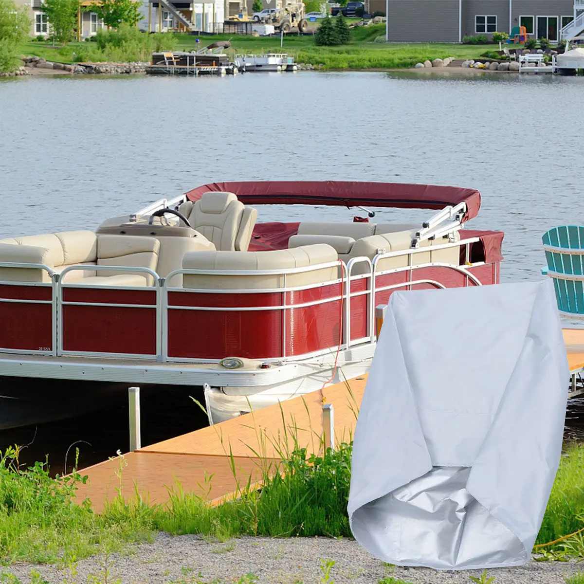 Universal Boat Seat Cover 210D Oxford Fabric Waterproof Uv Resistant Double Stitched Collapsible for Fishing Boats Yachts Marine