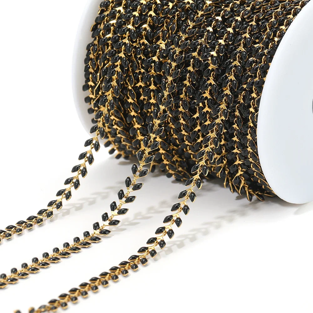 1 Meter Stainless Steel Plane Shape White Enamel Chains for DIY Jewelry Earrings Making Bracelets Findings Necklaces Supplies