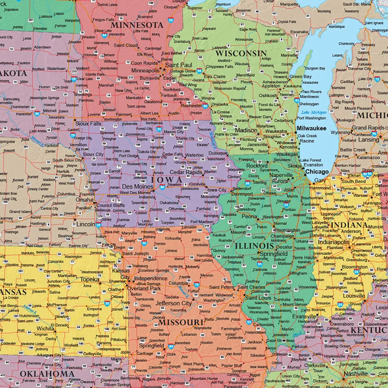 150*100cm mapa administracyjna USA ścienne dekoracyjne płótno malarstwo plakat artystyczny i druki artykuły szkolne pokój Home Decor