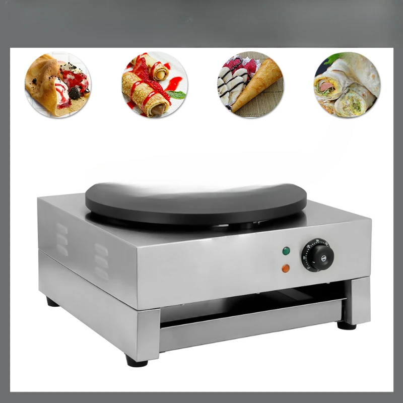 40cm 2.8KW Electric Crepe Maker Griddle Pizza Pancake Making Machine Nonstick Round Pan w/ Wood Spreader