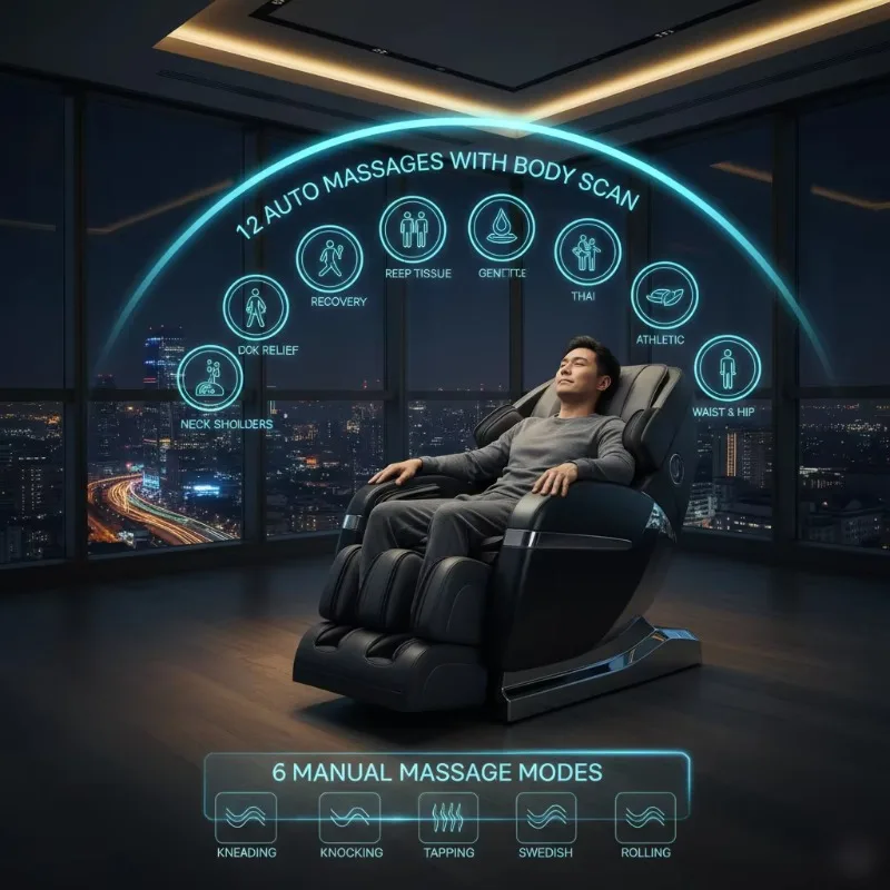 

2026 Original Shiatsu Electric Foot Heat 4D Zero Gravity Full Body Portable Bluetooth Intelligent Voice Control Massage Chair