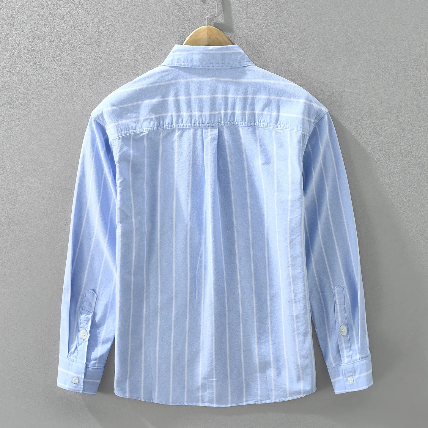 100% Cotton Men's Striped Shirt Outdoor Fishing Casual Loose Fit Long Sleeve Streetwear Top