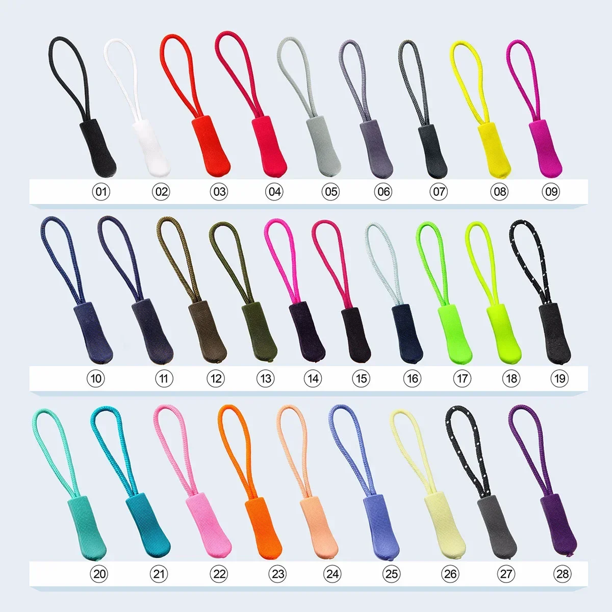 Colorful Zipper Pull Cord for Travel Bags, Zip Puller, High-Quality Replacement Ends, Lock Zips, Clip Buckle, Sport Garment Part