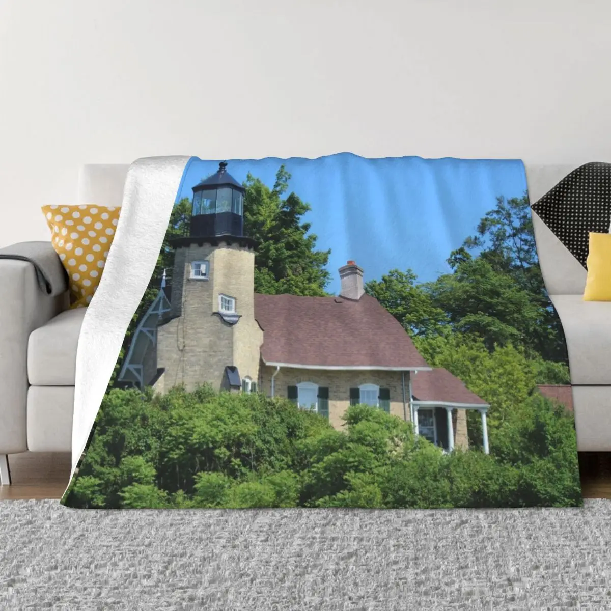 

White River Light Station Throw Blanket bed plaid Fluffy Blankets Large Furry Blankets