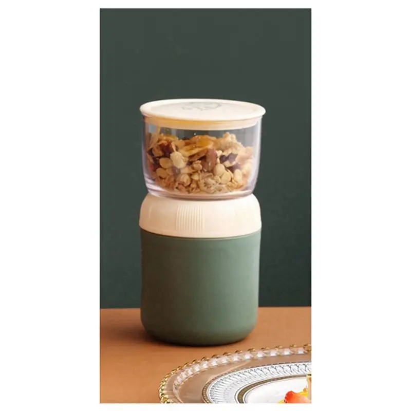 ABGG-Take-Away Oatmeal Cup Oatmeal Insulated Yogurt Cup Two-In-One Practical 400Ml+300Ml With Spoon