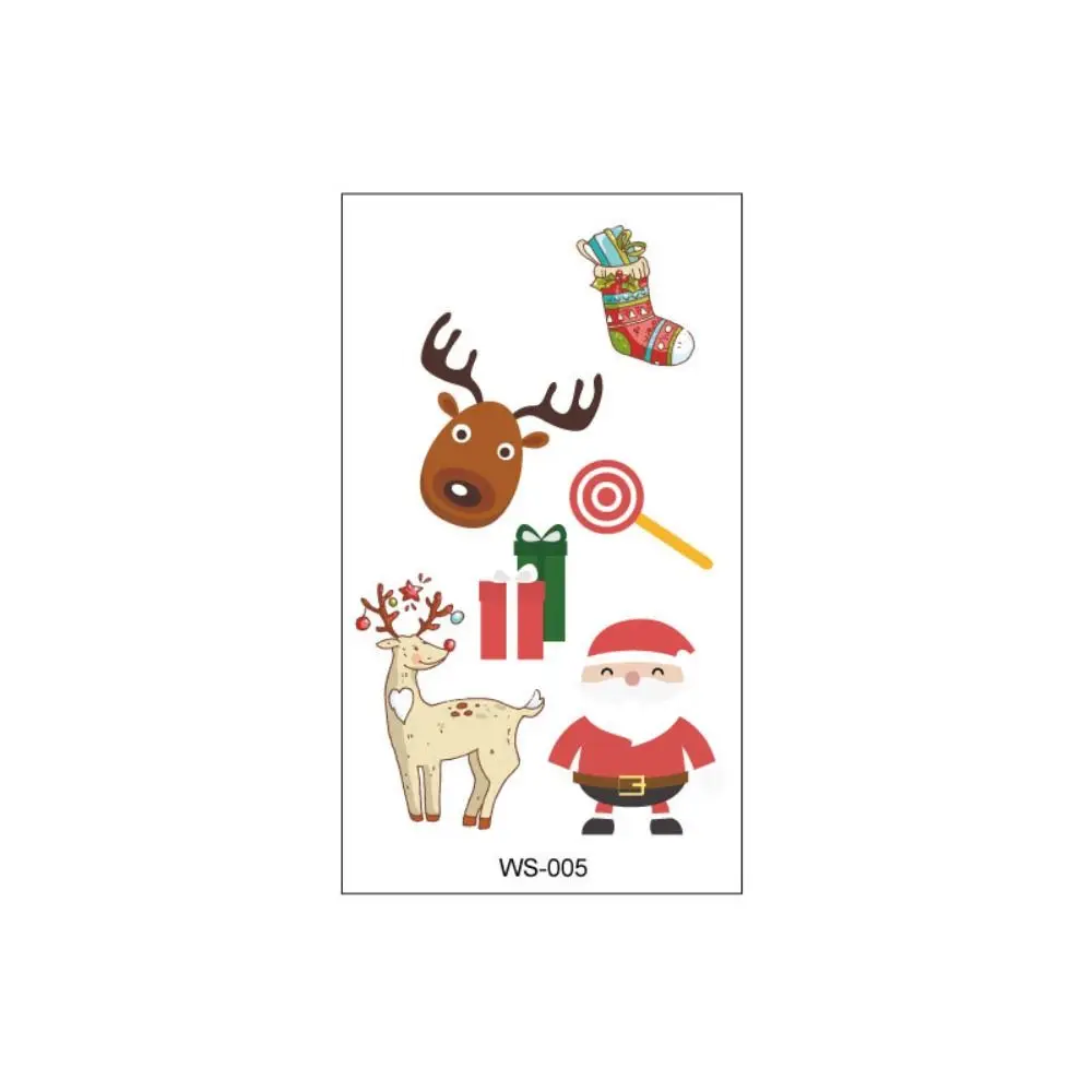 30sheets Creative Elk Candle Tattoo Stickers Snowman Cartoon Santa Claus Stickers DIY Waterproof Christmas Body Art Women