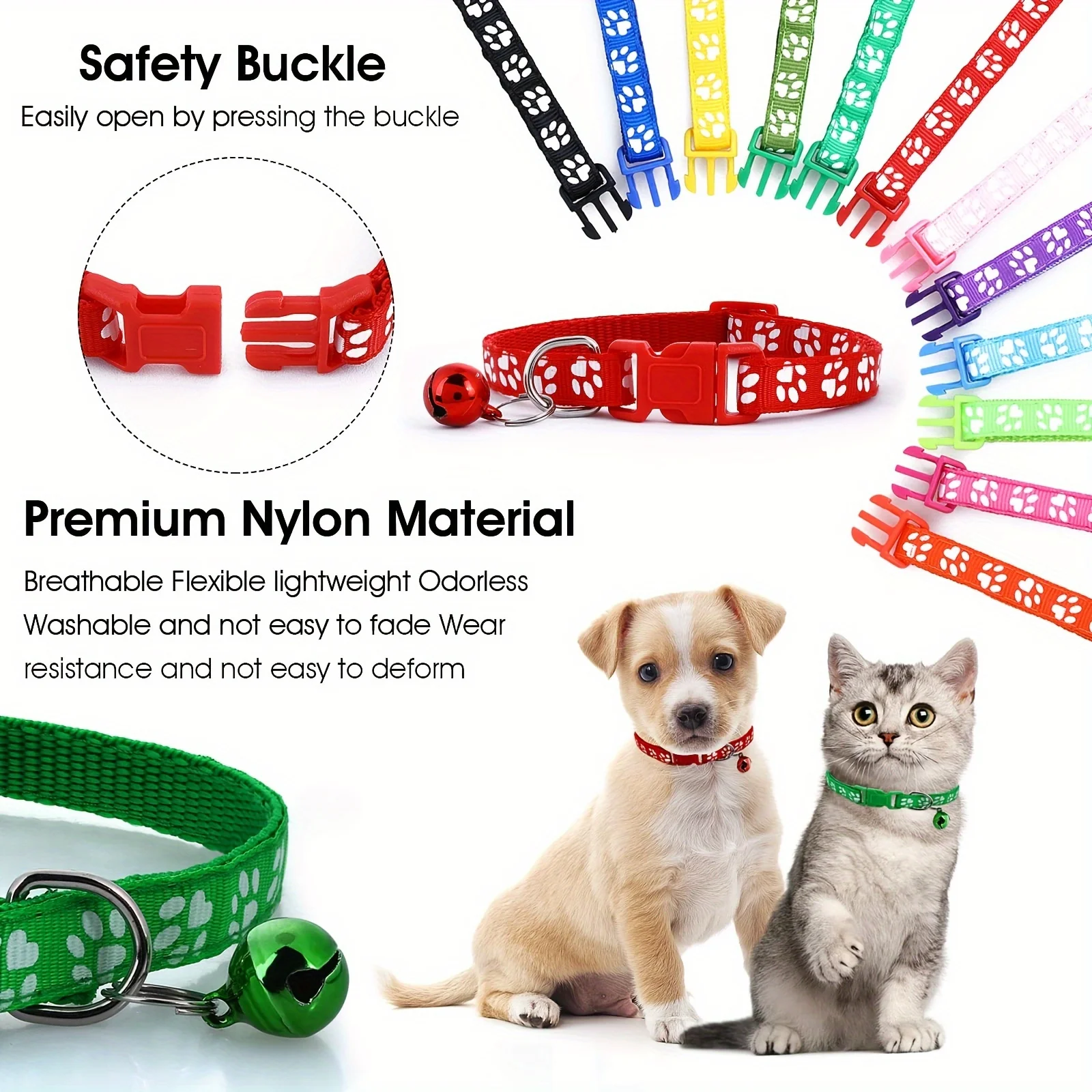 12Pcs Soft Puppy Collar Set - Protective Whelping Collars with Jingly Bells, Adjustable & Reusable, Easy-ID Dog Tags, 12 Multico