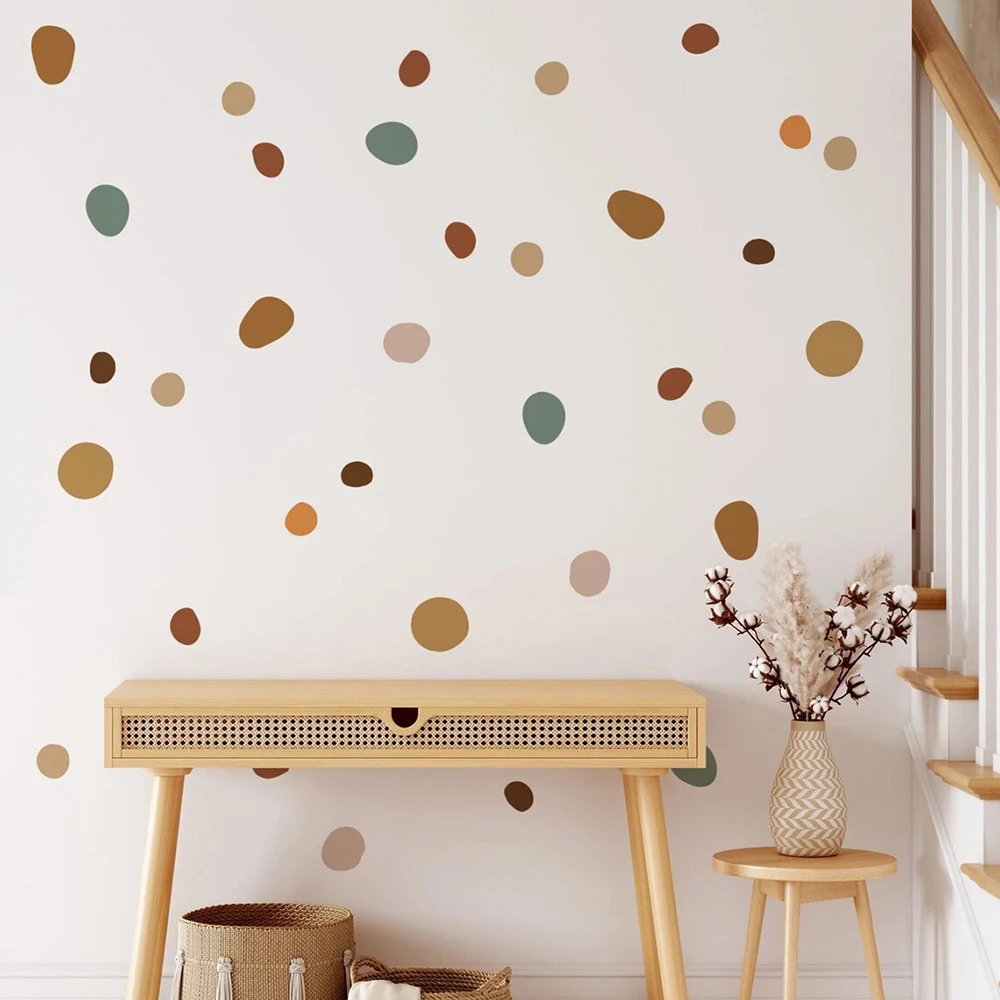 Colorful Terrazzo Pattern Dots Wall Stickers, Nordic Abstract Geometric Triangle Stone Chips Wall Decals for Living Room Bedroom - view 5