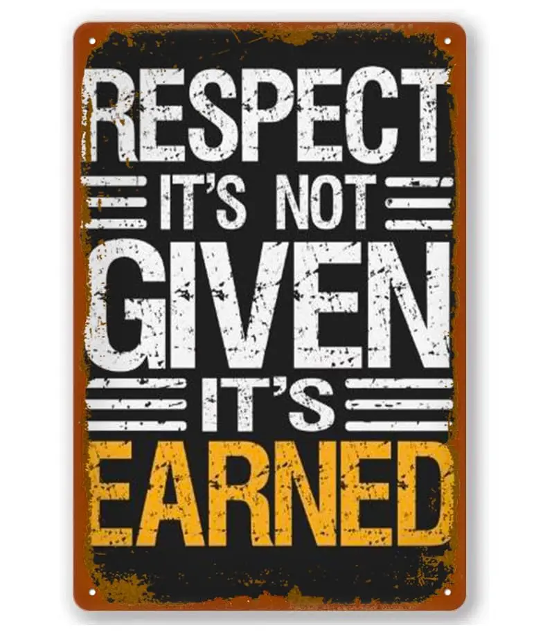 Respect It'S Not Given It'S Earned Vintage Tin Sign Wall Decor For Wall Art Pub Bar Decor Coffee Cup Signs Size 