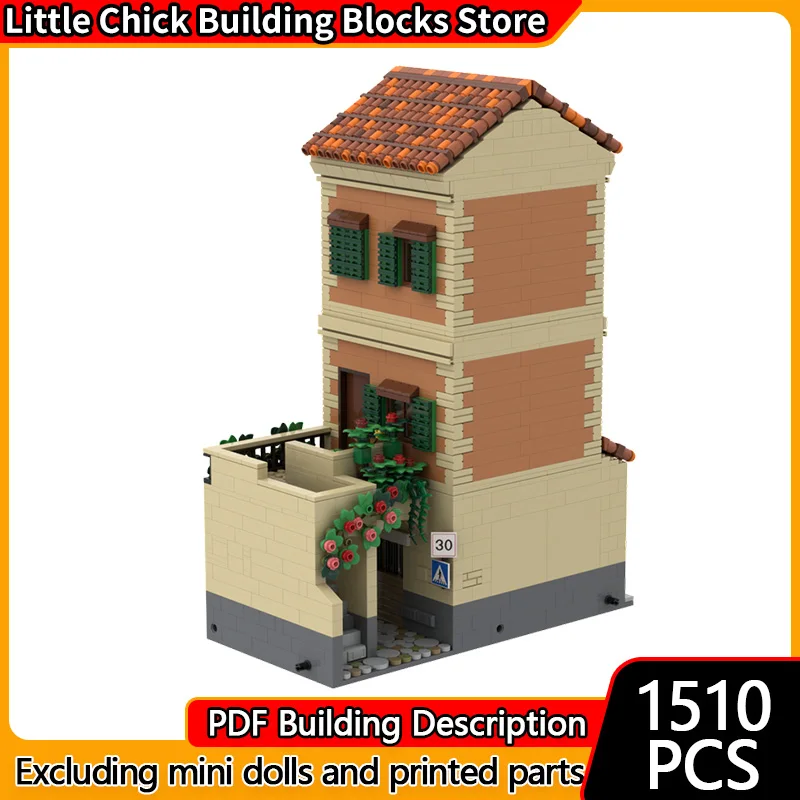 

Street View Model MOC Building Bricks Italian Street Architecture Modular Technology Children Holiday Gifts Assemble Toys Suit