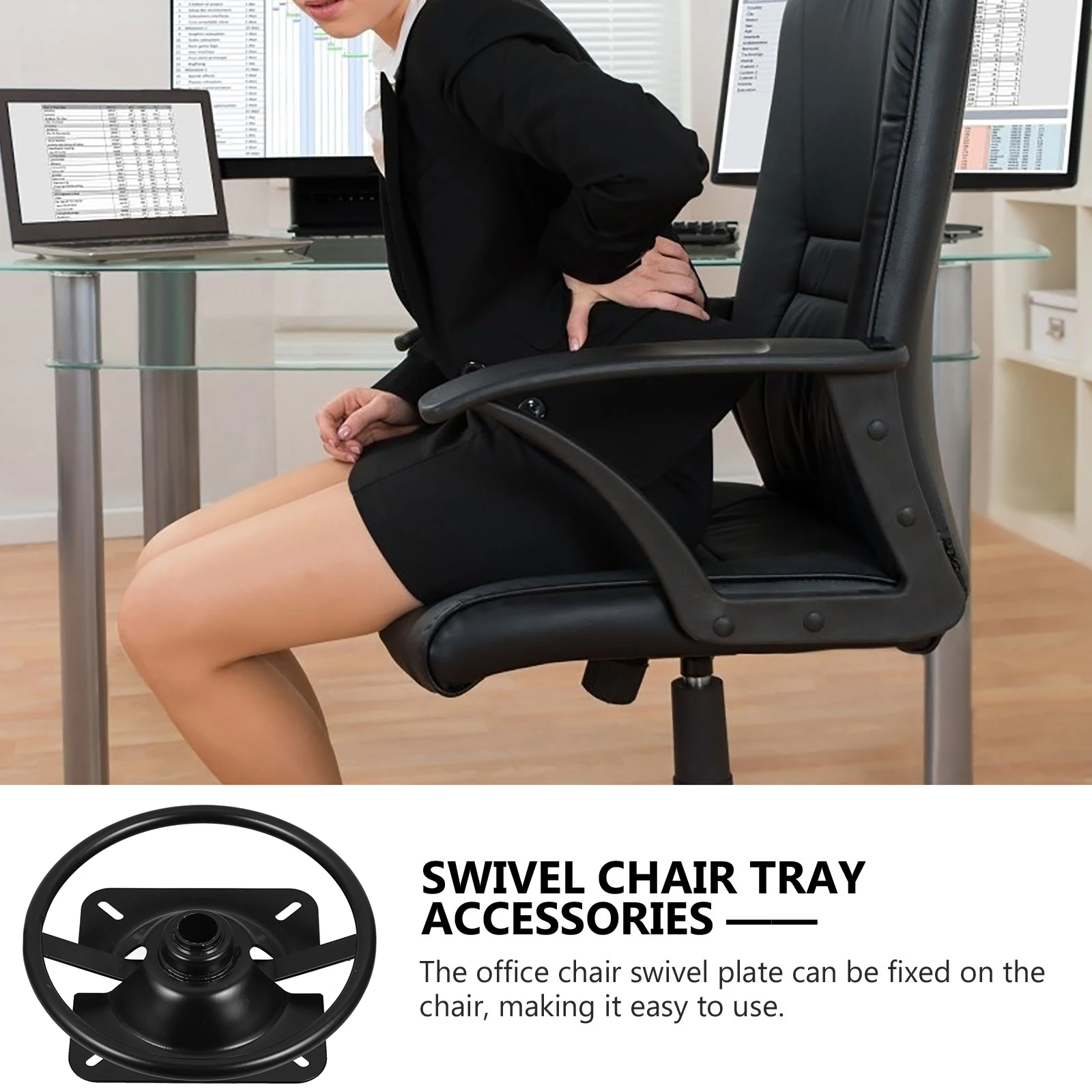 

Handled Tray For Swivel Chair Base Replacement Heavy Duty Steel Plate Office Chair Accessory Height Adjustable Comfortable Seat