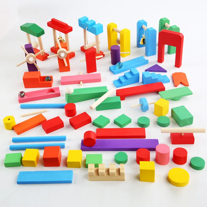 Kids Wooden Rainbow Domino Toy Set Institution Accessories Organ Blocks Hand-Eye Coordination Dominoes Game Educational Toy Gift