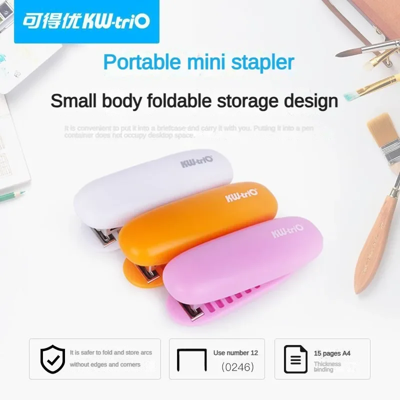 KW-TRIO Mini Stapler Desk Binding Binder Book Durable Paper Stapling Colors School Supplies Stationery Office Accessories