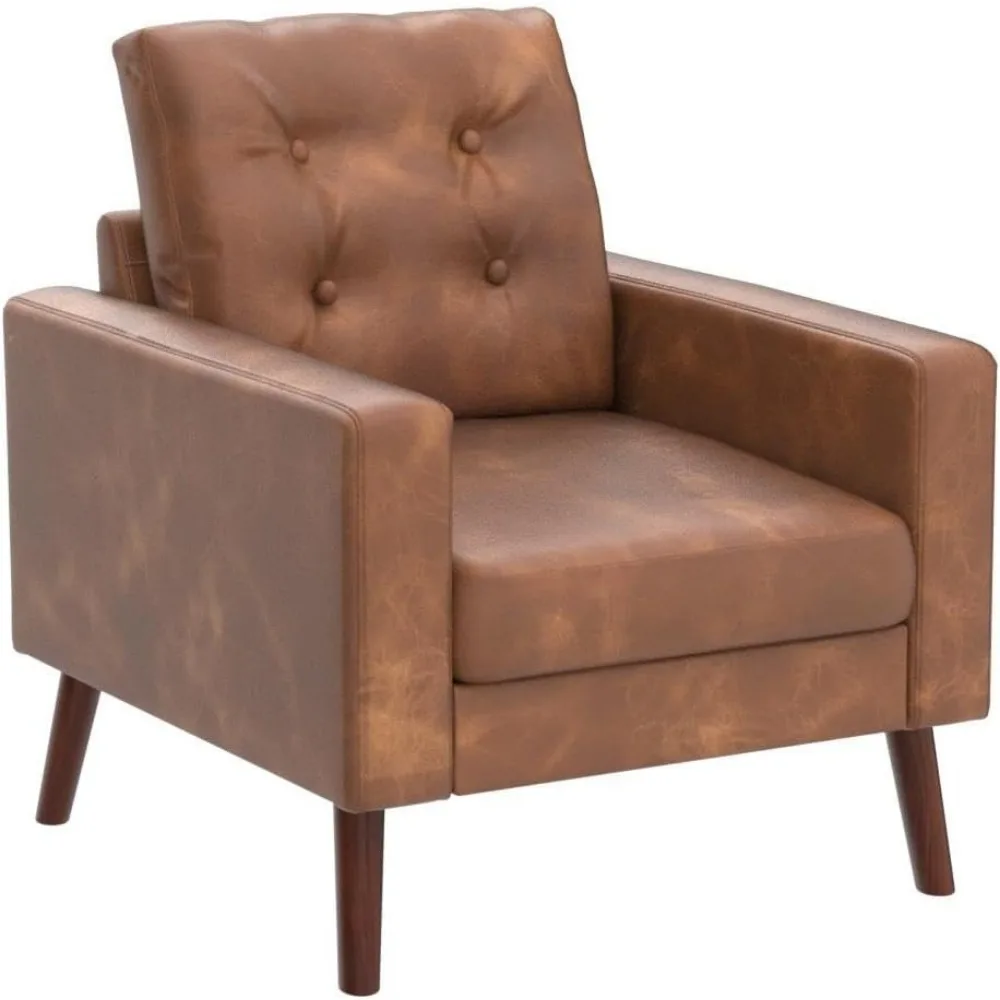 مجموعة HNY مكونة من كرسيين بذراعين حديثين لمنتصف القرن، كرسي من الجلد الصناعي معنقدة بأزرار مع ذراع، كرسي نادي منجد للعيش Ro