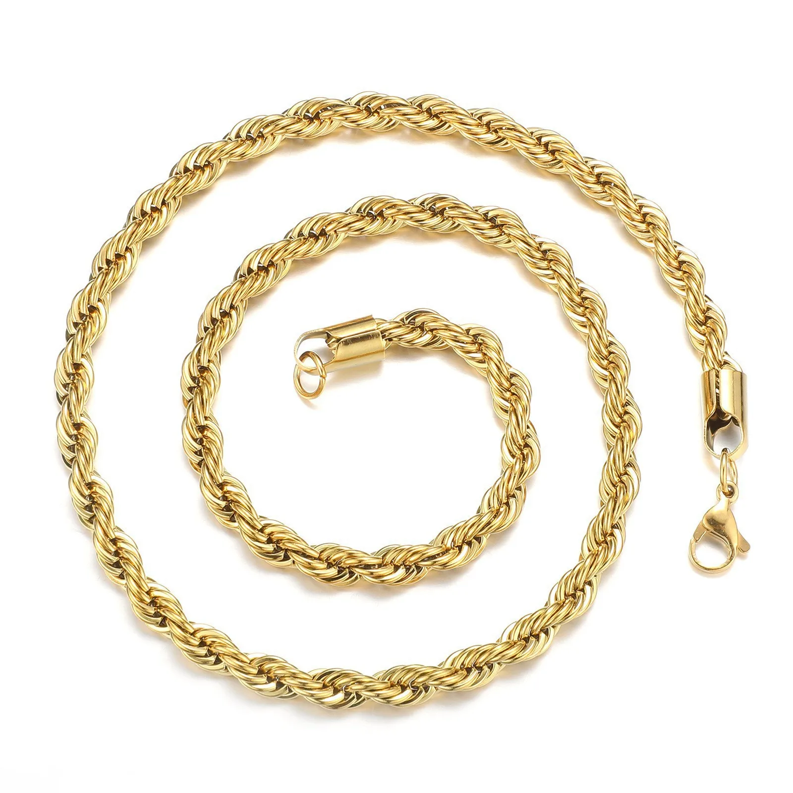 YQ 316L Edelstahl gedrehte Seilkette Halskette für Männer Frauen Schmuck Zubehör