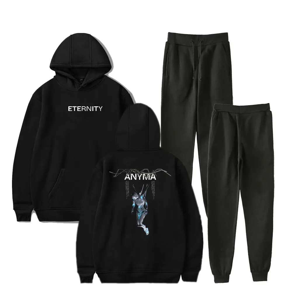 Anyma Rapper Fashion Hip Hop Must-Have Sports Two Piece Suit Loose Hoodie+Pants Sportswear