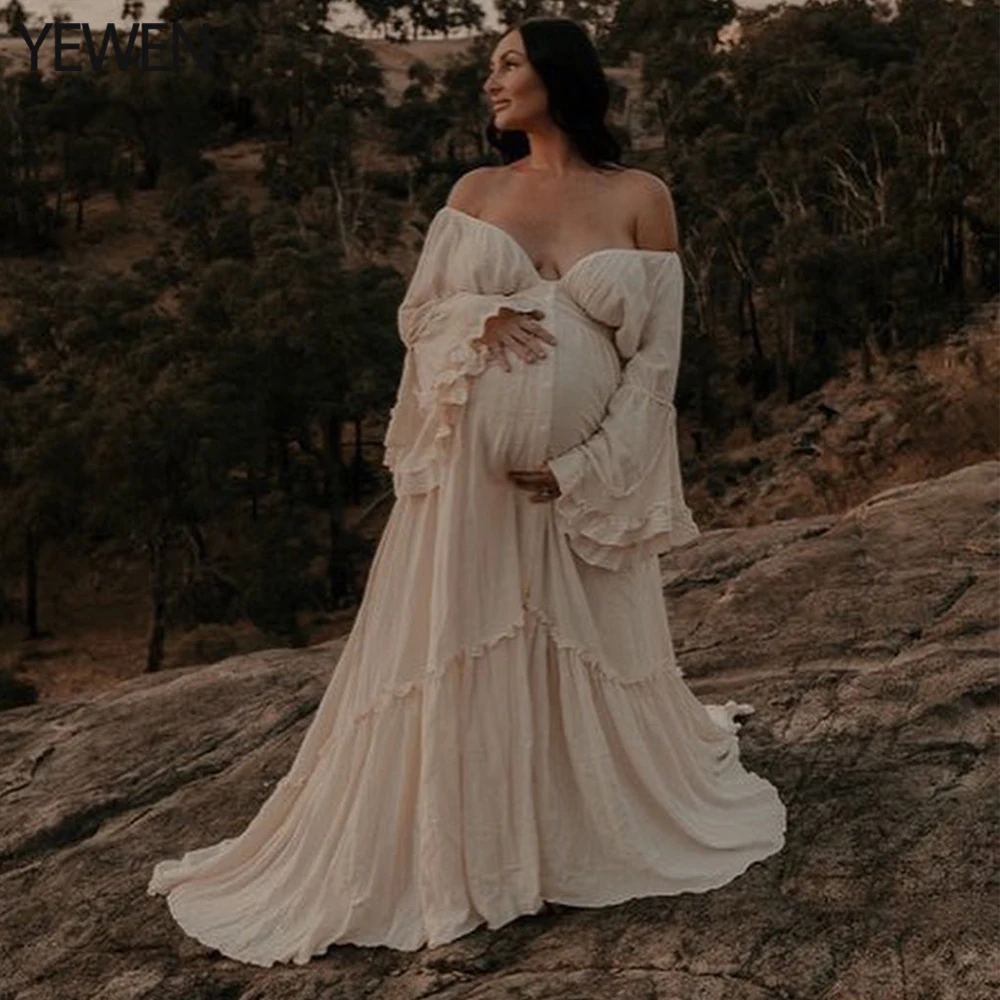 YEWEN-Robe de Soirée avec Col en V et lèvent sur le Devant, Tenue pour Séance Photo de Grossesse, Accessoire pour ixPréChristophe