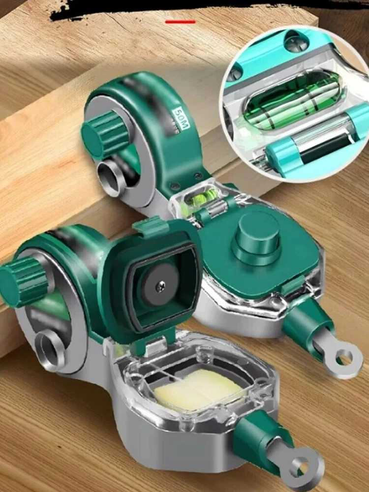 Woodworking Tool Carpenter Manual Ink Marker Scriber With 50M Chalk Lines Professional Wood Working Scriber Drawing Line Marker