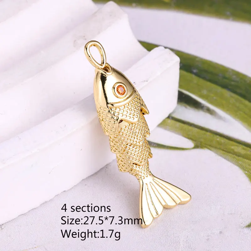 JUYA Gold Silver Tone Articulated Fish Charm Connector Koi Fish Pendant Jewelry Findings DIY Bracelet Necklace Making Accessorie view 2