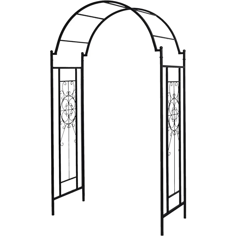 Garden Arch Trellis Archway for Climbing Plants Roses Vines Support Rack, Outdoor Garden Lawn Backyard Patio, Matte Black