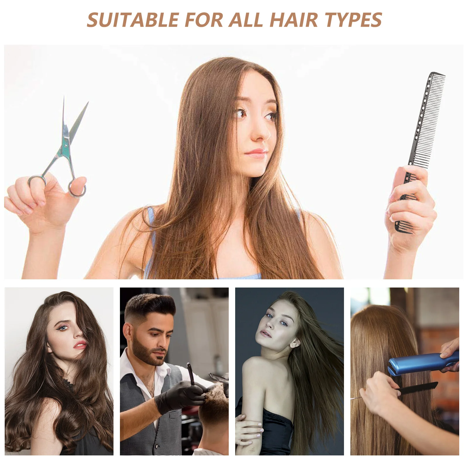 Anti-Static Steel Stainless Steel Hair Comb For Women Salon Hairdressing Styling Metal Comb Black Size L S909