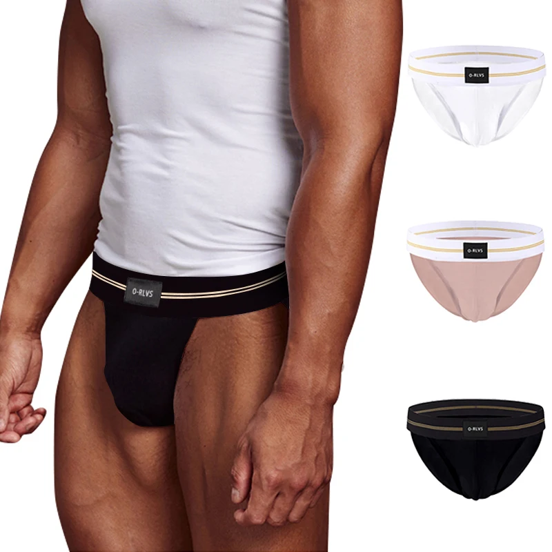 ORLVS Briefs Male Seamless Hip Design Mens Underwaer Super Large Wide 5cm Elastic Band Independent Codpiece Boy Short Pants