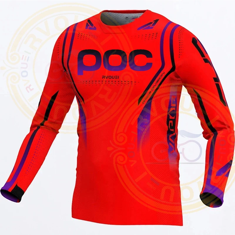 RVOUEI POC Cycling Motocross Jersey Downhil Mountain Bike DH Shirt MX Motorcycle Clothing for Boys MTB Short T-Shirt mtb jersey