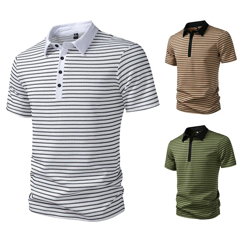 Summer New Men's  Shirt Short Sleeve Striped Color Block Base Shirt European Code 2026 Casual Style Standard Fit Breathable