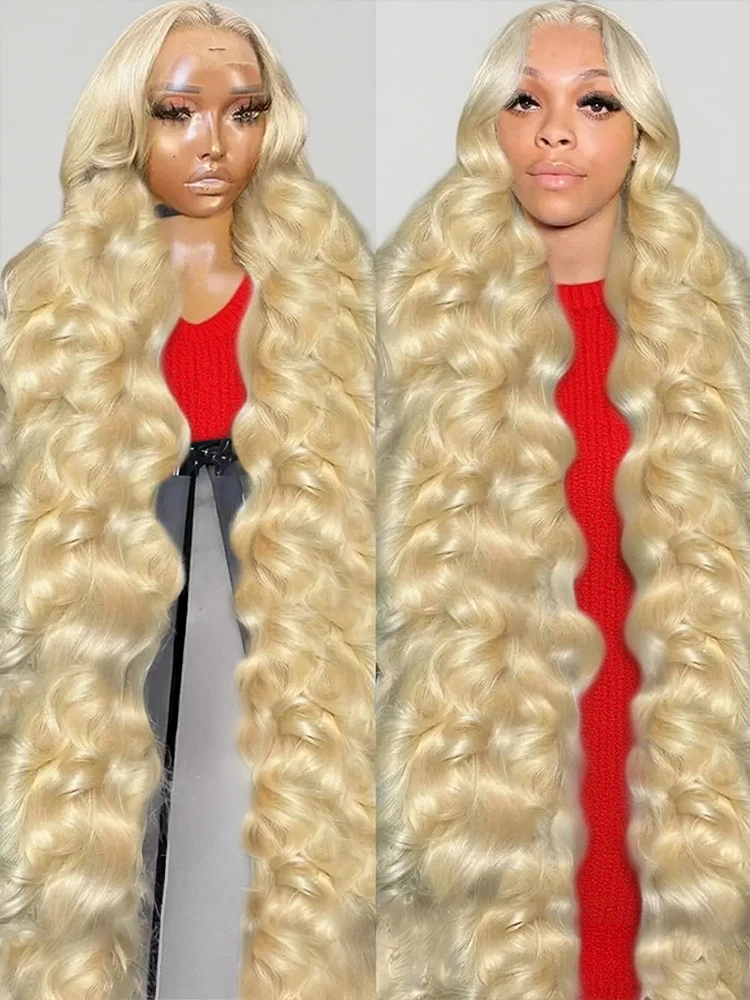 613 الدانتيل شعر مستعار أمامي شعر الإنسان 13x6 شعر بشري أشقر الباروكات 300% الكثافة الجسم موجة الدانتيل الجبهة الباروكات شعر الإنسان قبل قطعها 46 بوصة #1