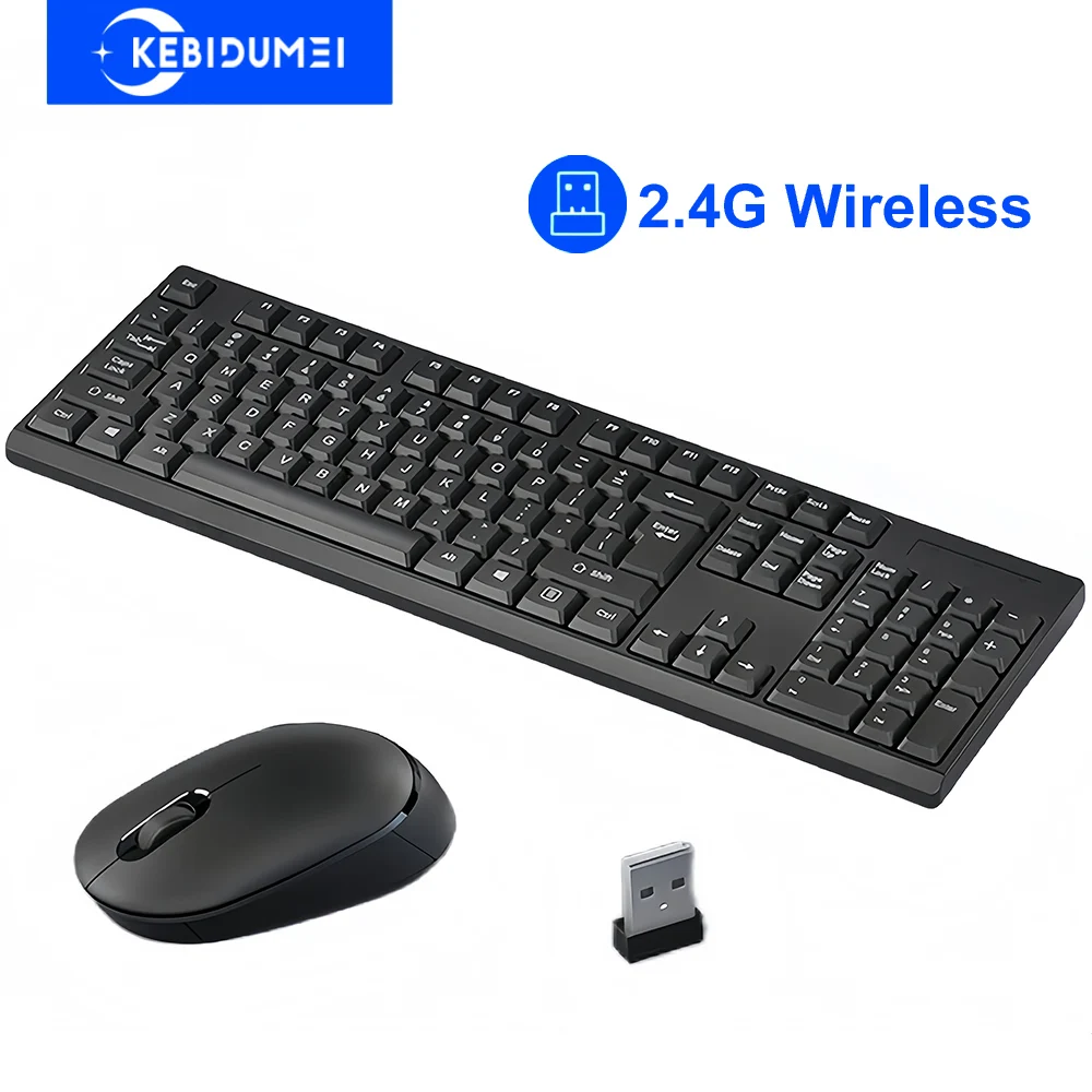 

Беспроводная клавиатура и мышь 2,4G, 104 клавиши, комбинированная игровая клавиатура и мышь, беспроводная мышь 2,4G для ноутбуков, аксессуары для ПК 2.4G Wireless Keyboard Mouse Set 104 Keys Keyboard and Mouse Combo
