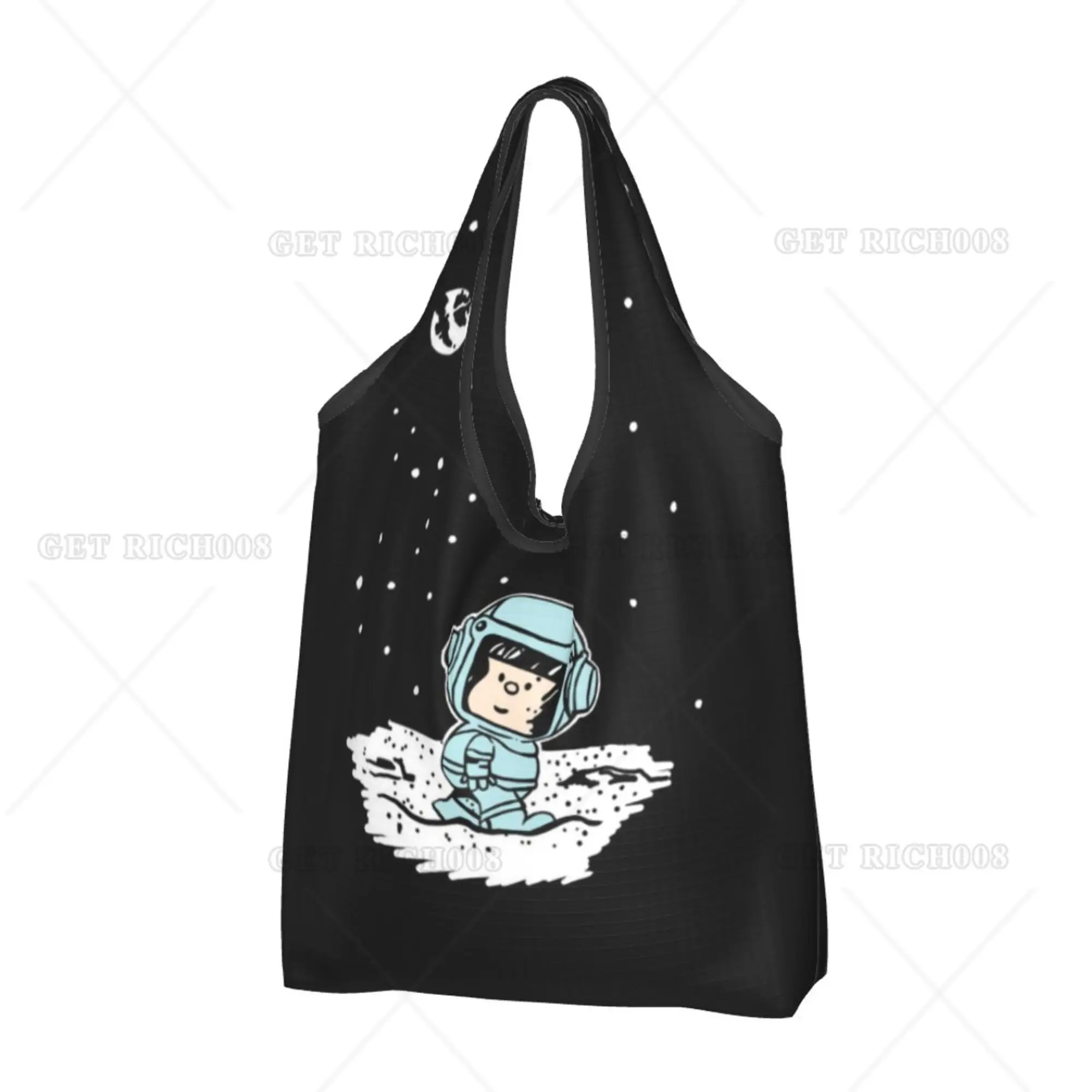 

Cartoon Cute Girl Astronaut Funny Space Folding Tote Bags for Women Supermarket Bag Anime Eco-friendly Bag One Size Fashion